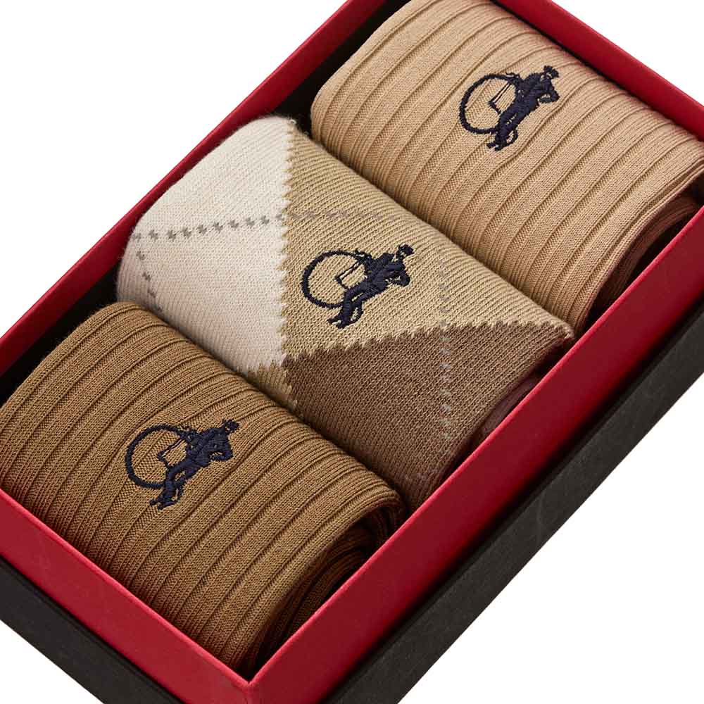 Argyle Sands, 3 - Pair Box - London Sock Company