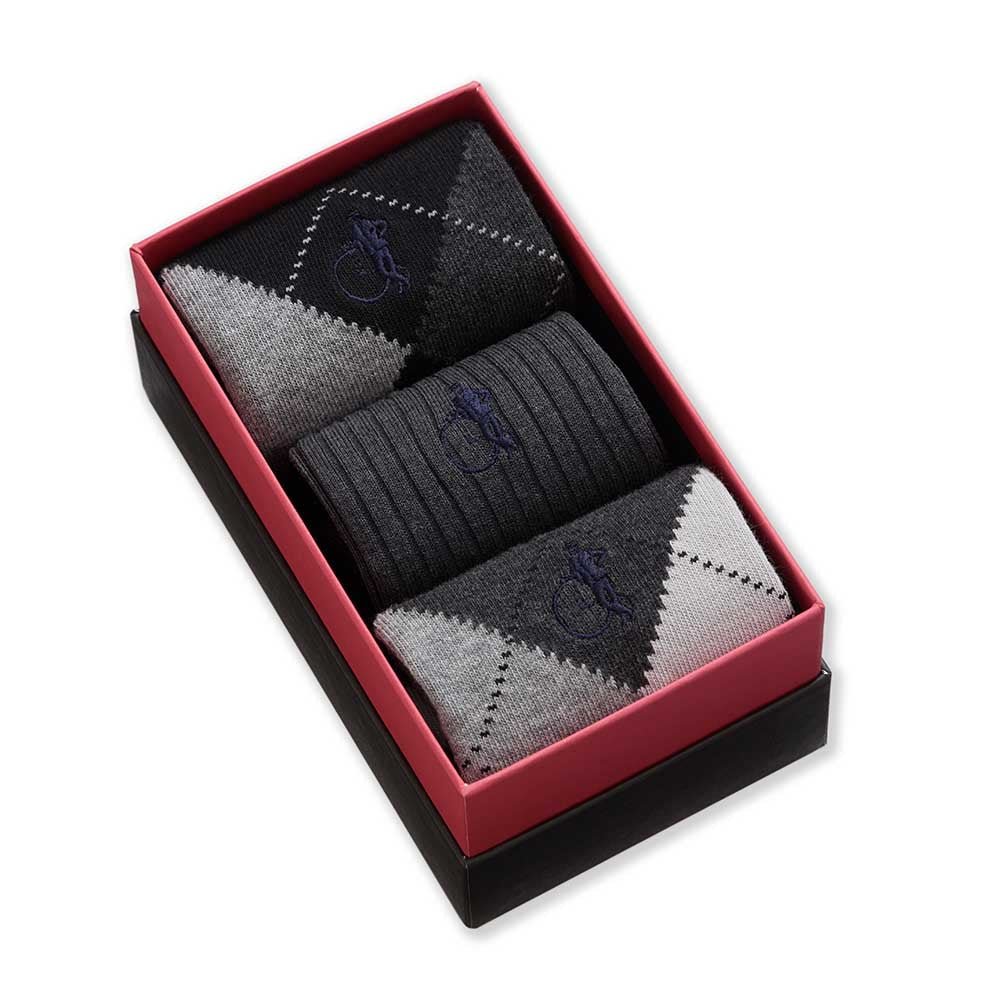 Argyle Shadow, 3 - Pair Box - London Sock Company