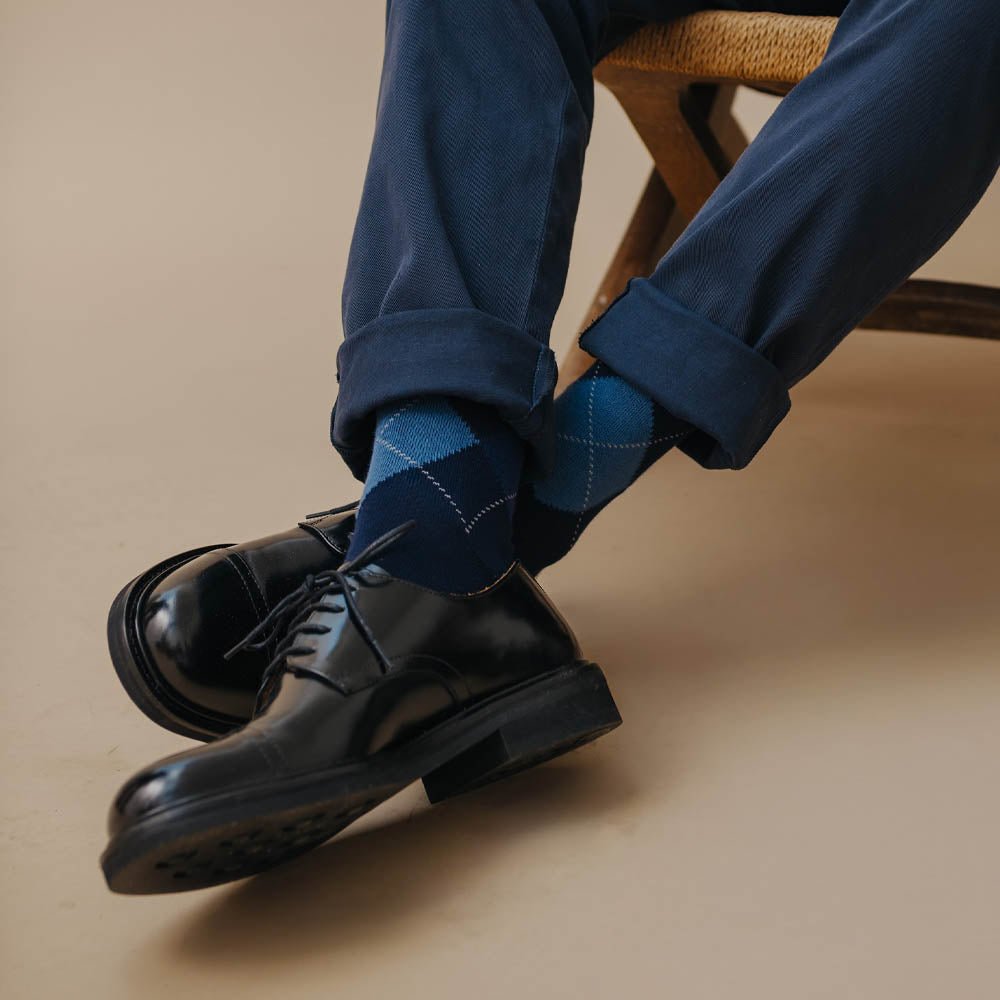 Blue Argyle, 3 - Pair Box - London Sock Company