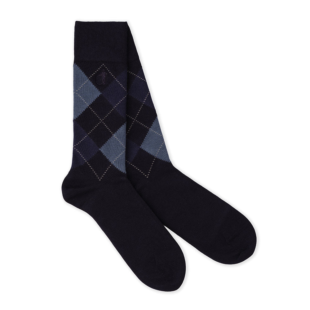 Blue Argyle, 3 - Pair Box - London Sock Company