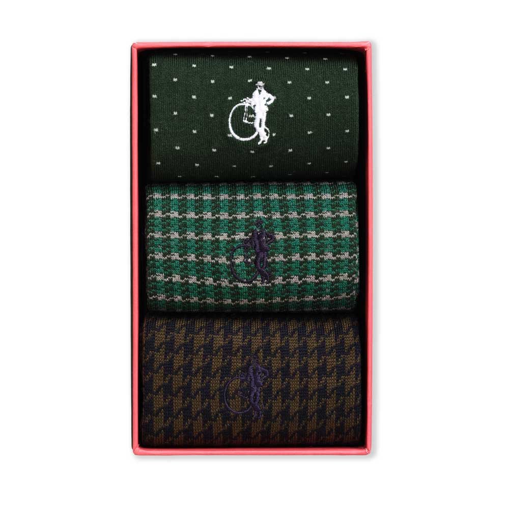 Classic Greens, 3 - Pair Box - London Sock Company
