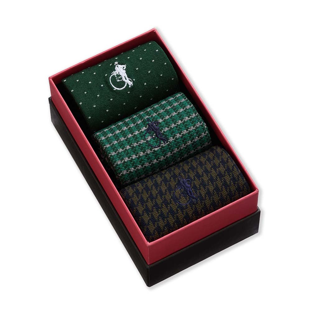Classic Greens, 3 - Pair Box - London Sock Company
