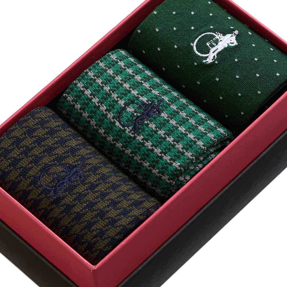 Classic Greens, 3 - Pair Box - London Sock Company