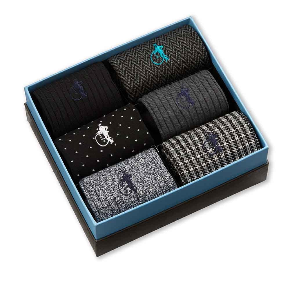 Dash of Class Black, 6-Pair Box - London Sock Company