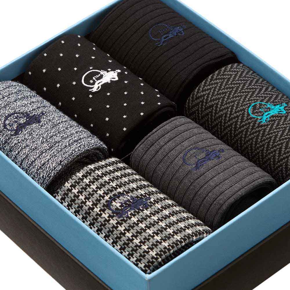 Dash of Class Black, 6-Pair Box - London Sock Company