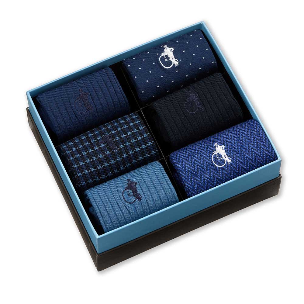 Dash of Class Navy, 6-Pair Box - London Sock Company