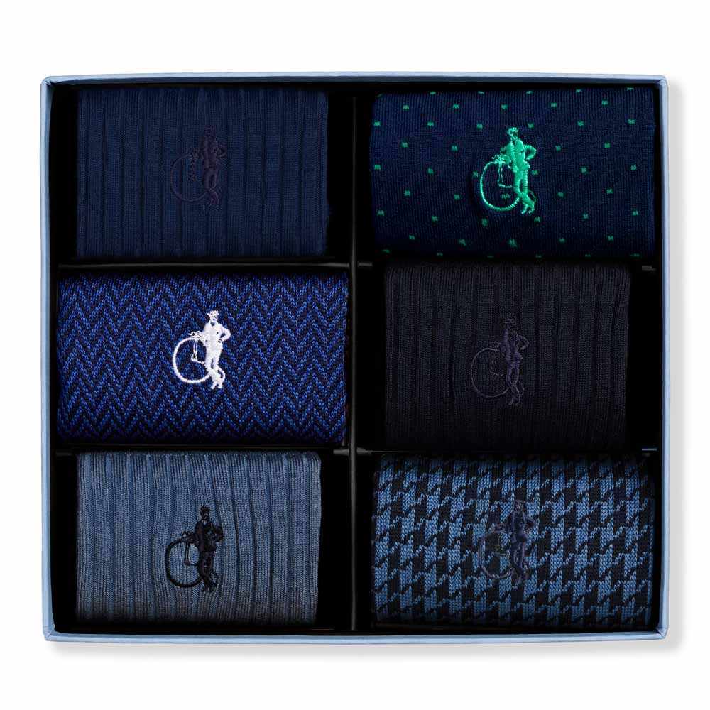 Dash of Class Navy, 6 - Pair Box - London Sock Company