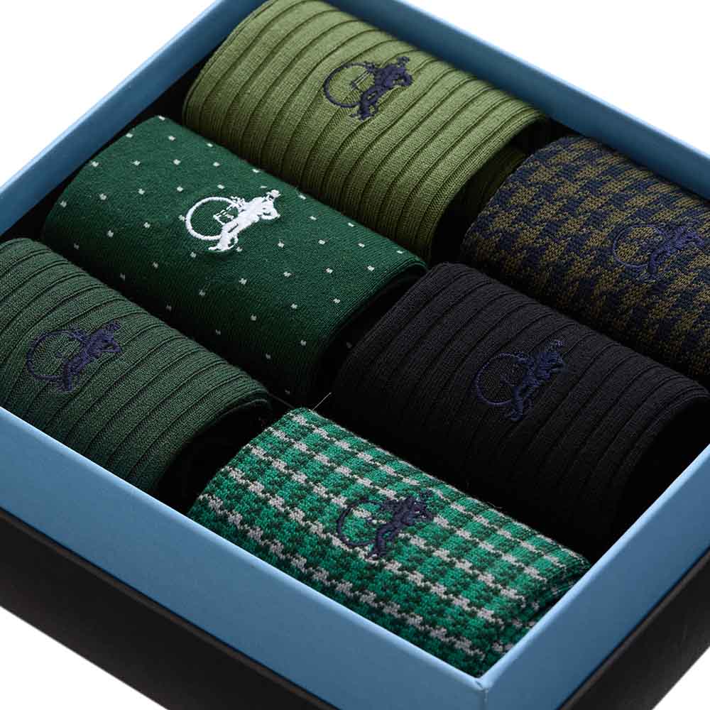 Dash of Class, Olive, 6 - Pair Box - London Sock Company