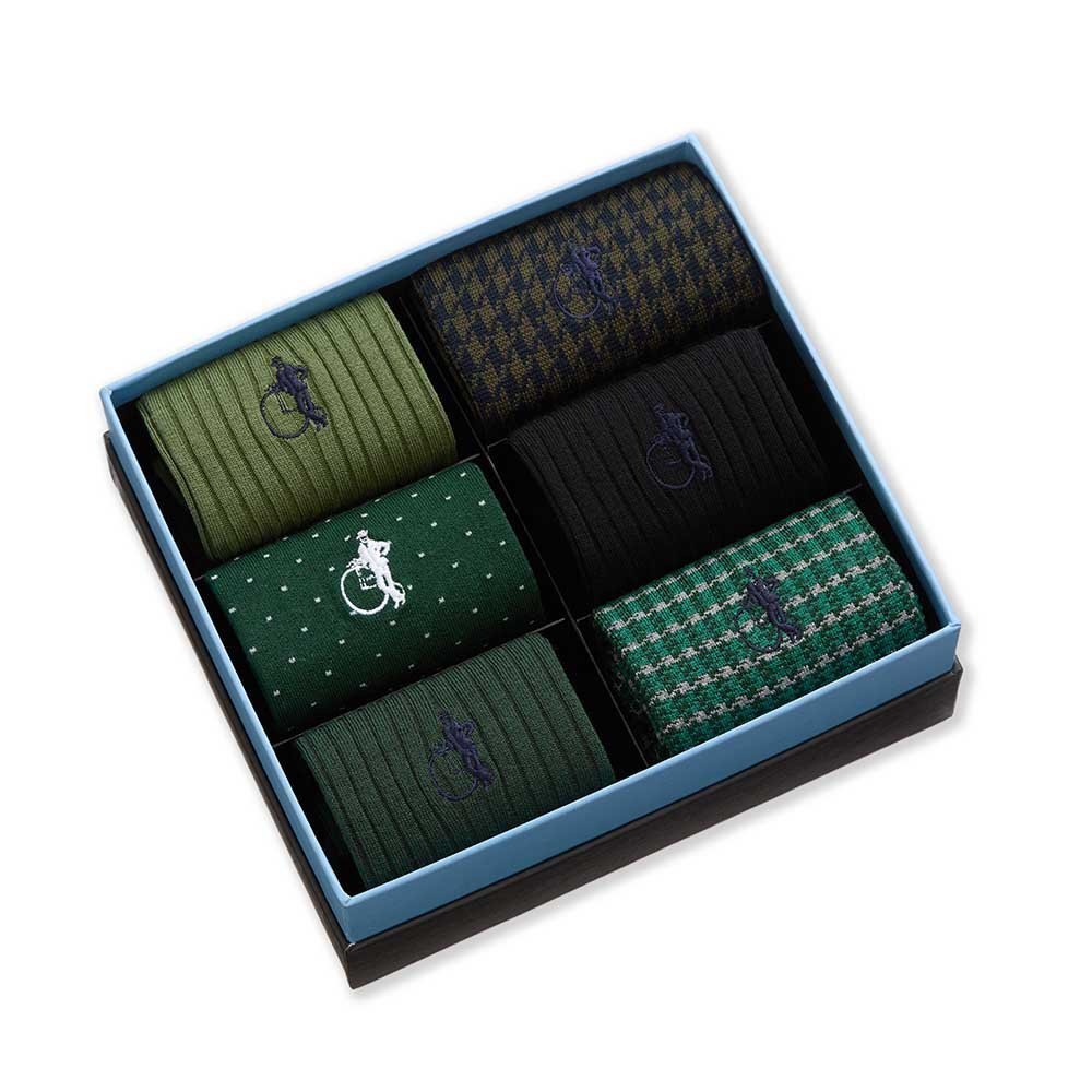 Dash of Class, Olive, 6 - Pair Box - London Sock Company