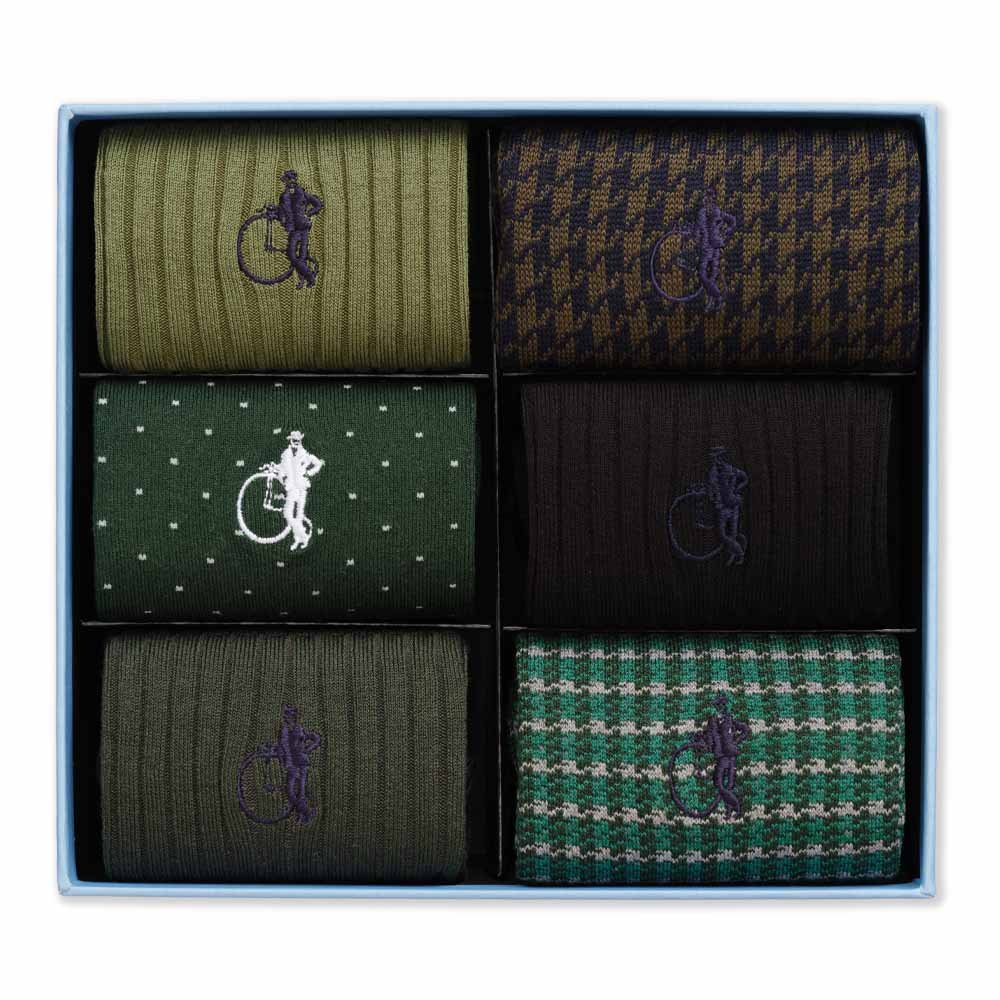 Dash of Class, Olive, 6 - Pair Box - London Sock Company