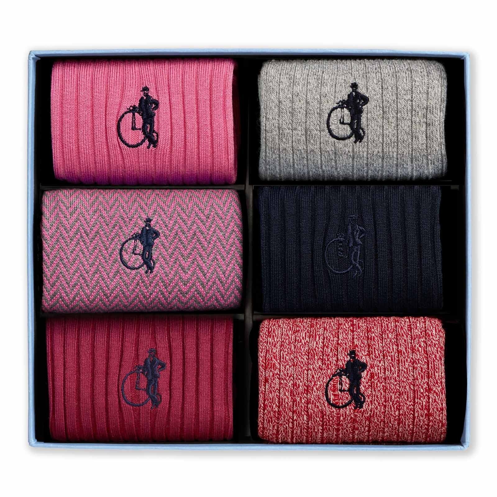 Dash of Class, Pink, 6 - Pair Box - London Sock Company