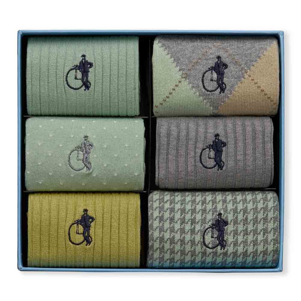 Dash of Class, Sage, 6 - Pair Box - London Sock Company