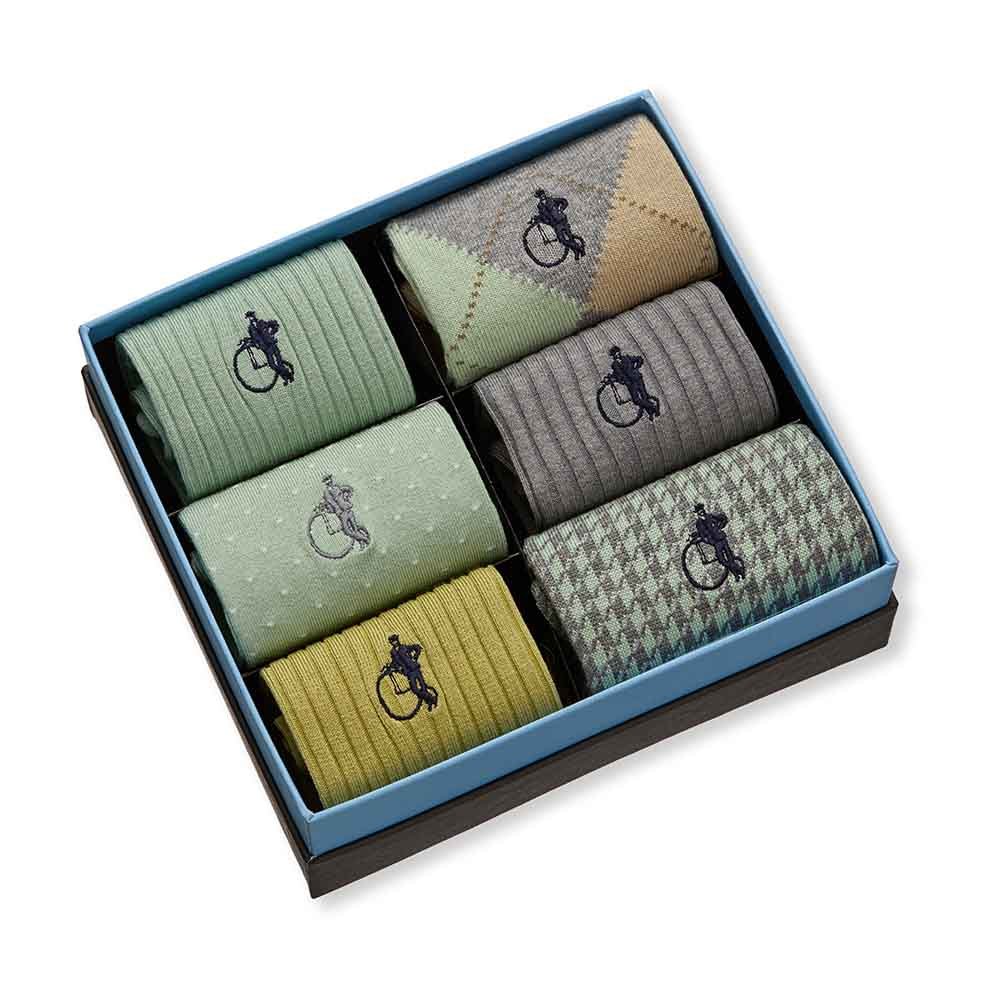 Dash of Class, Sage, 6 - Pair Box - London Sock Company
