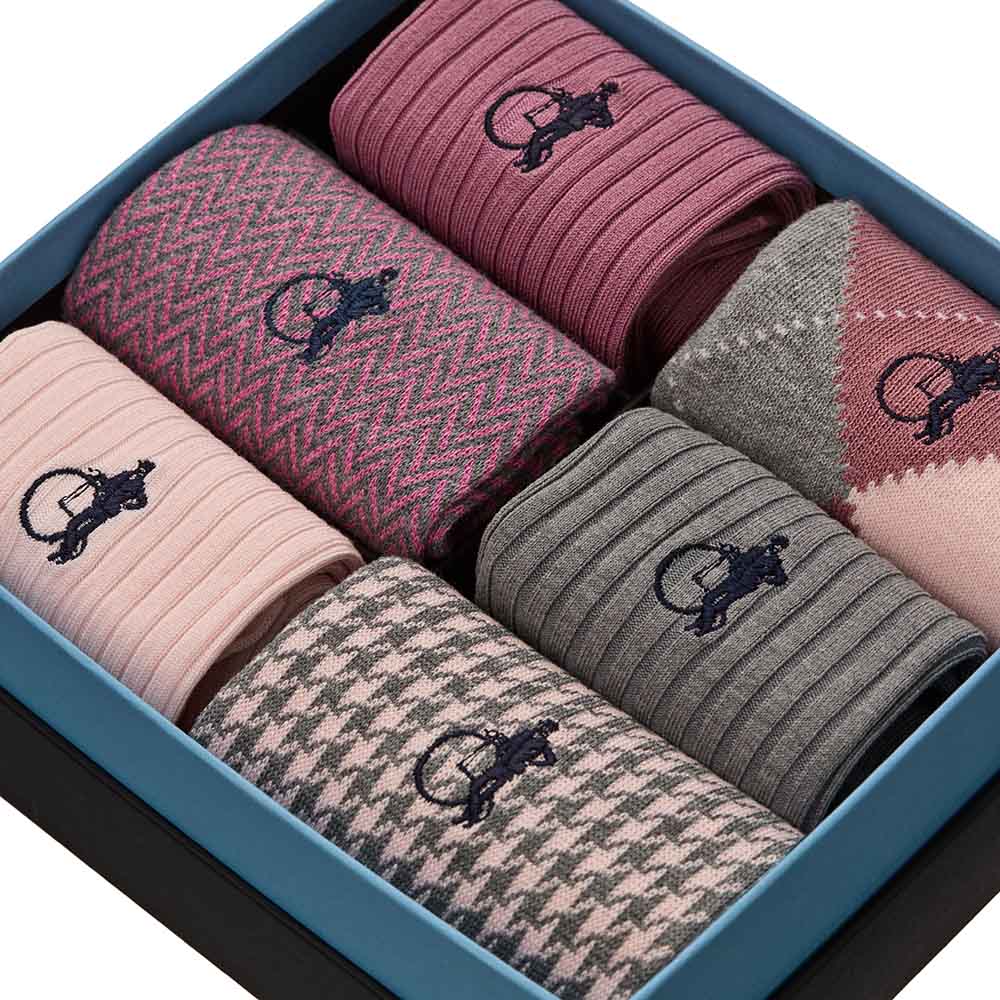Dash of Class, Stone Rose, 6 - Pair Box - London Sock Company