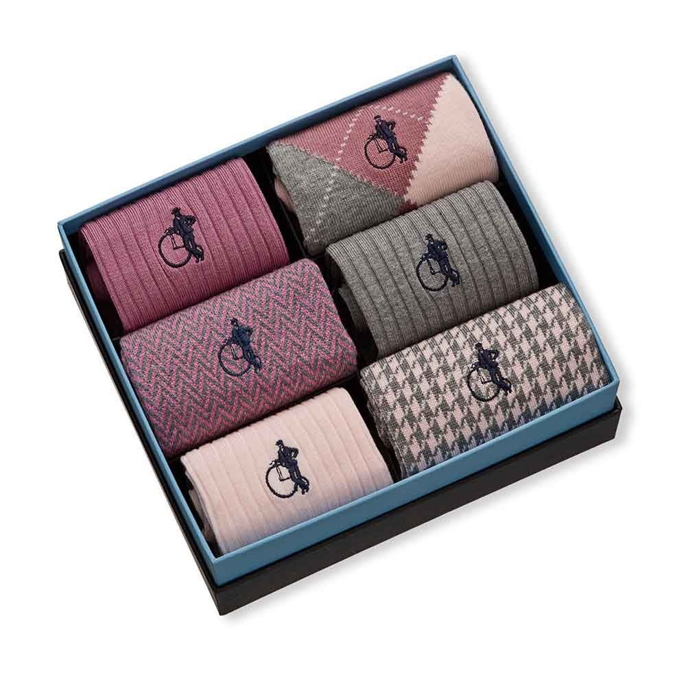 Dash of Class, Stone Rose, 6 - Pair Box - London Sock Company