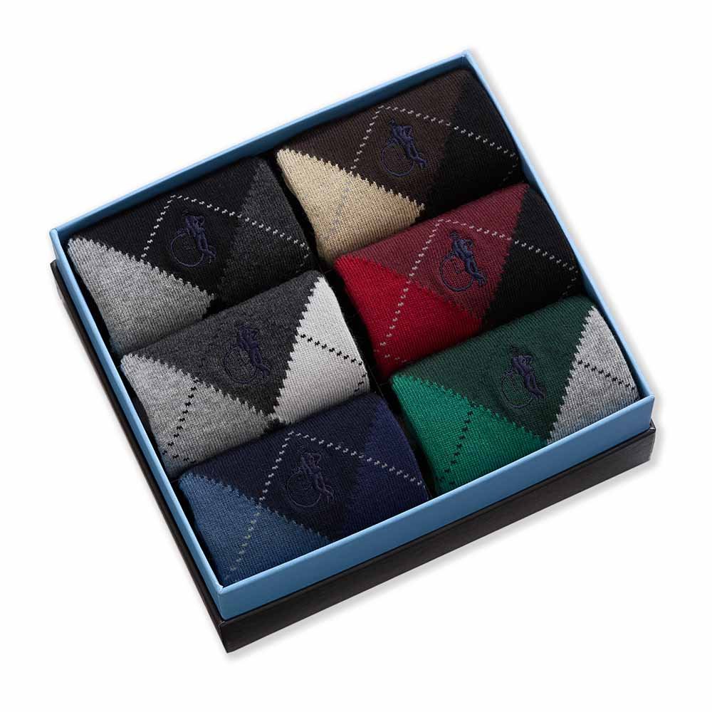 Highland Argyle, 6 - Pair Box - London Sock Company