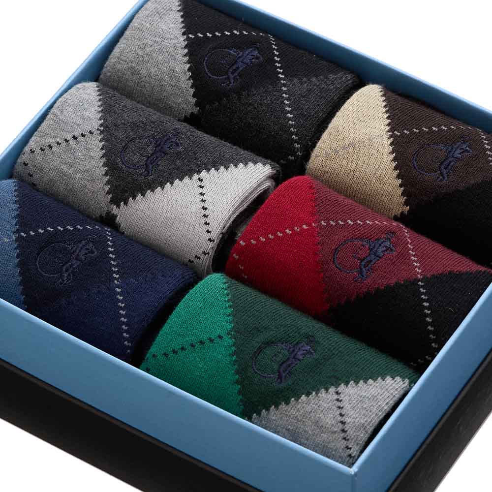 Highland Argyle, 6 - Pair Box - London Sock Company