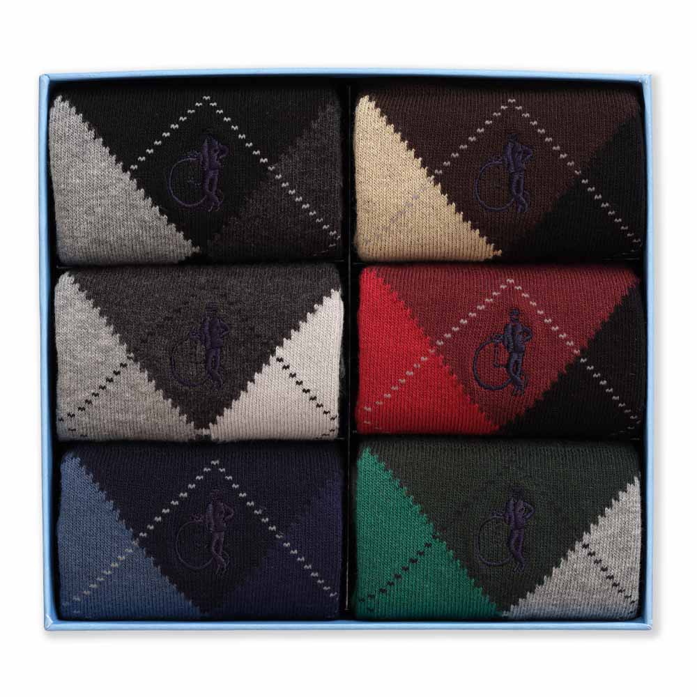 Highland Argyle, 6 - Pair Box - London Sock Company