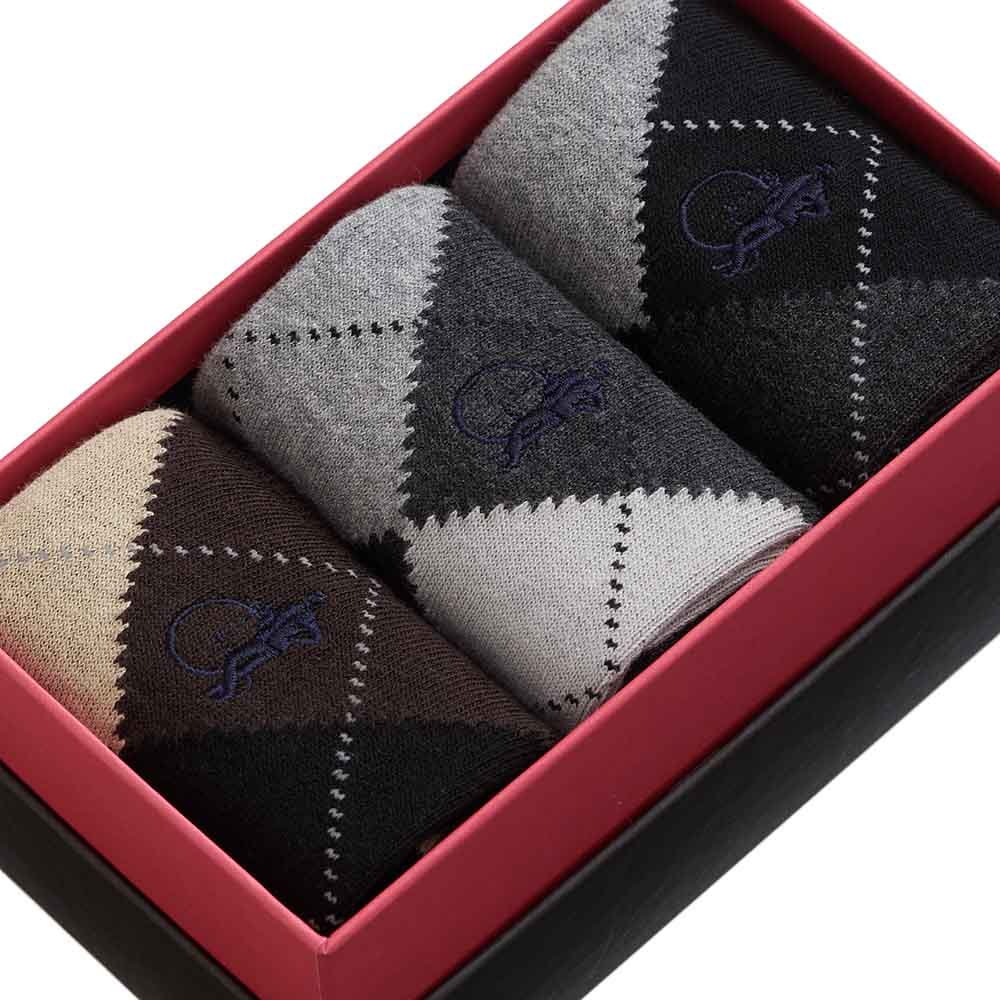 Stirling Argyle, 3 - Pair Box - London Sock Company