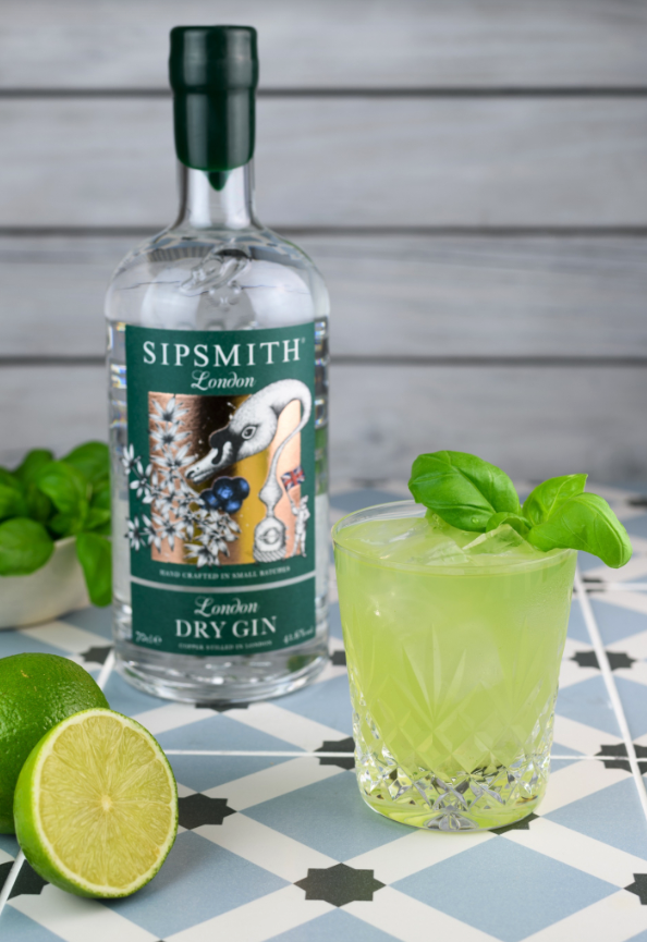 Sipsmith Gin cocktail with basil