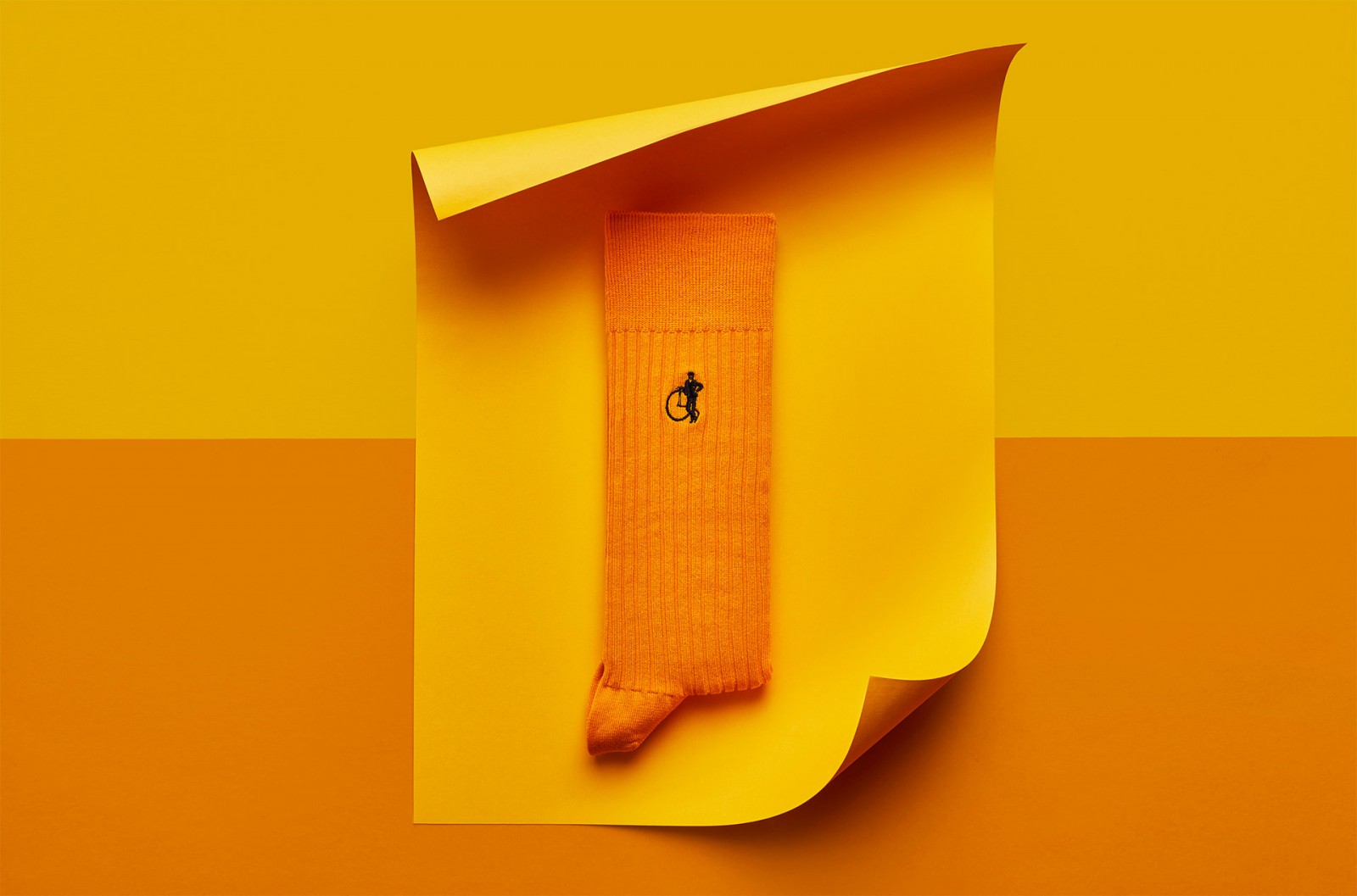 Saffron yellow socks on a yellow background