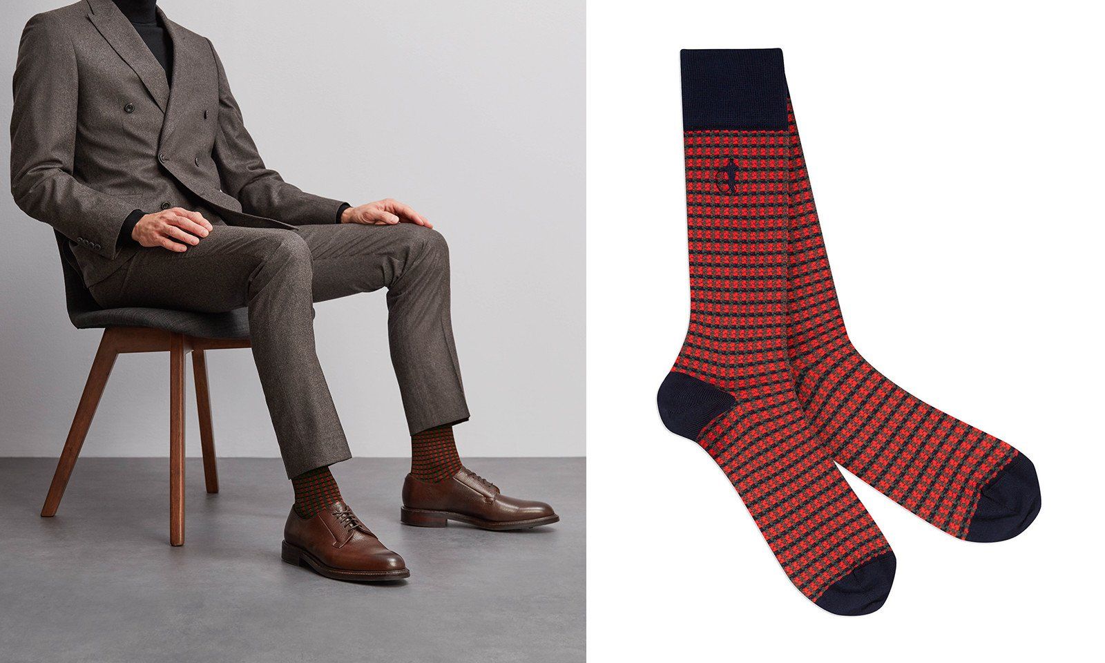 Red socks with houndstooth pattern: Shaken and Stirred