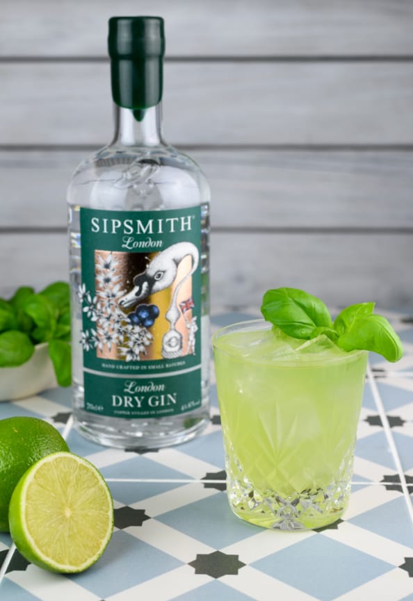 Sipsmith Gin cocktail with basil