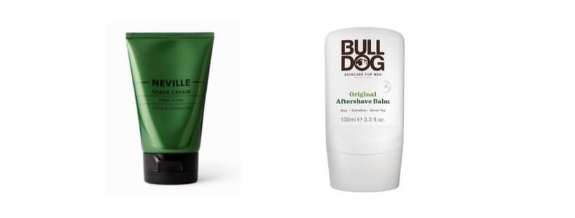 Two bottles of shave balm from Neville and Bulldog