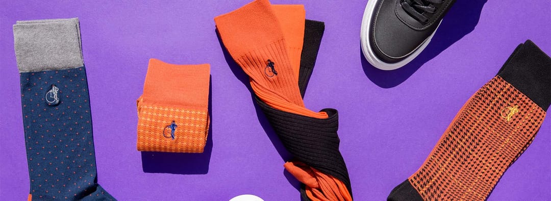 orange socks on purple background