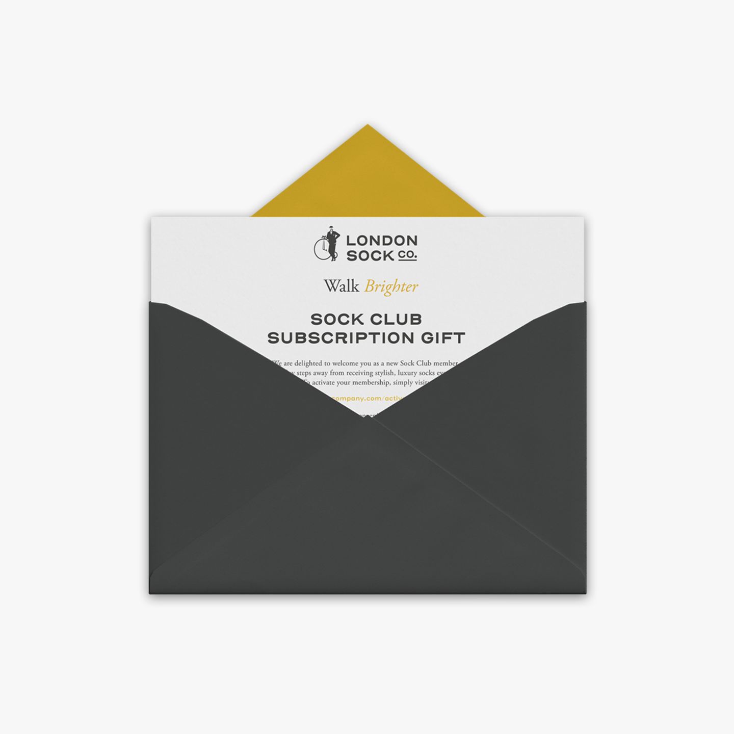 Envelope for LSC's sock club subscription gift card