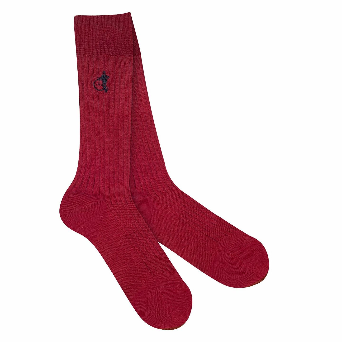 Ruby red sartorial socks with black LSC logo