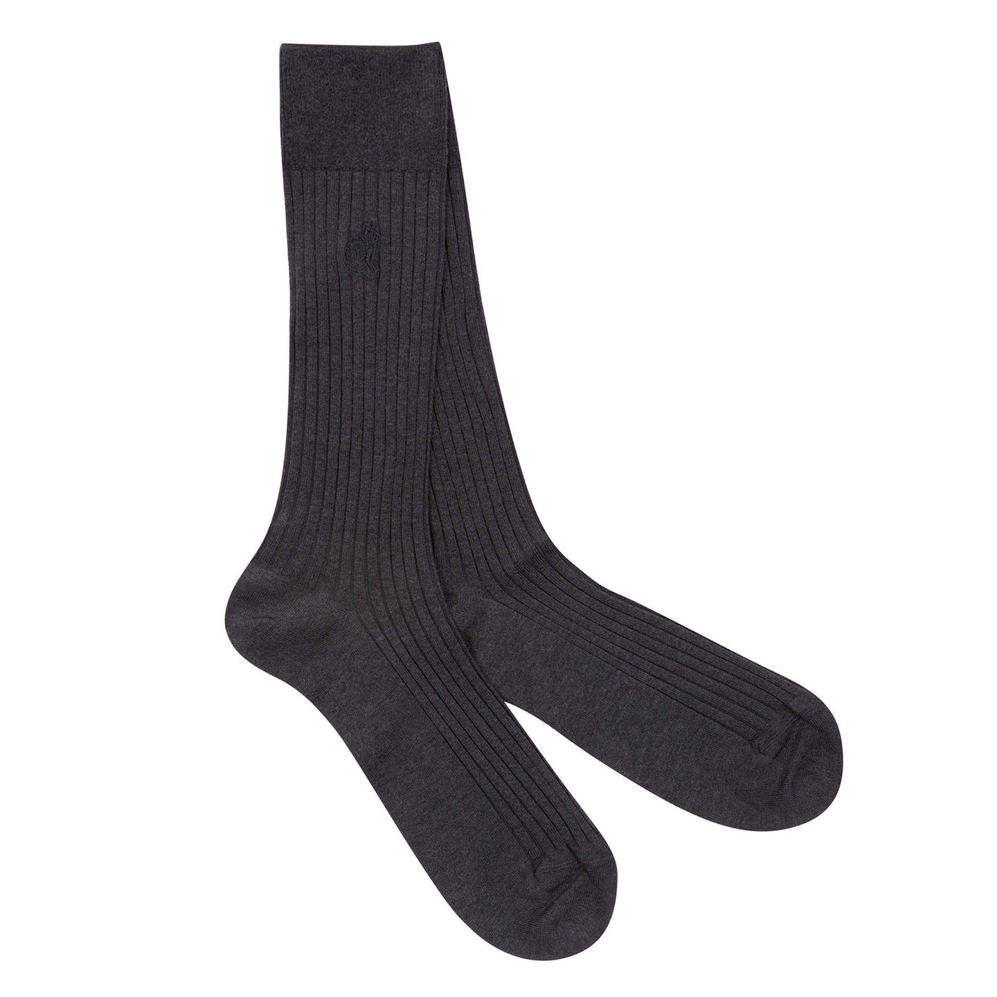 Pair of cannon ball grey sartorial socks with a black LSC logo