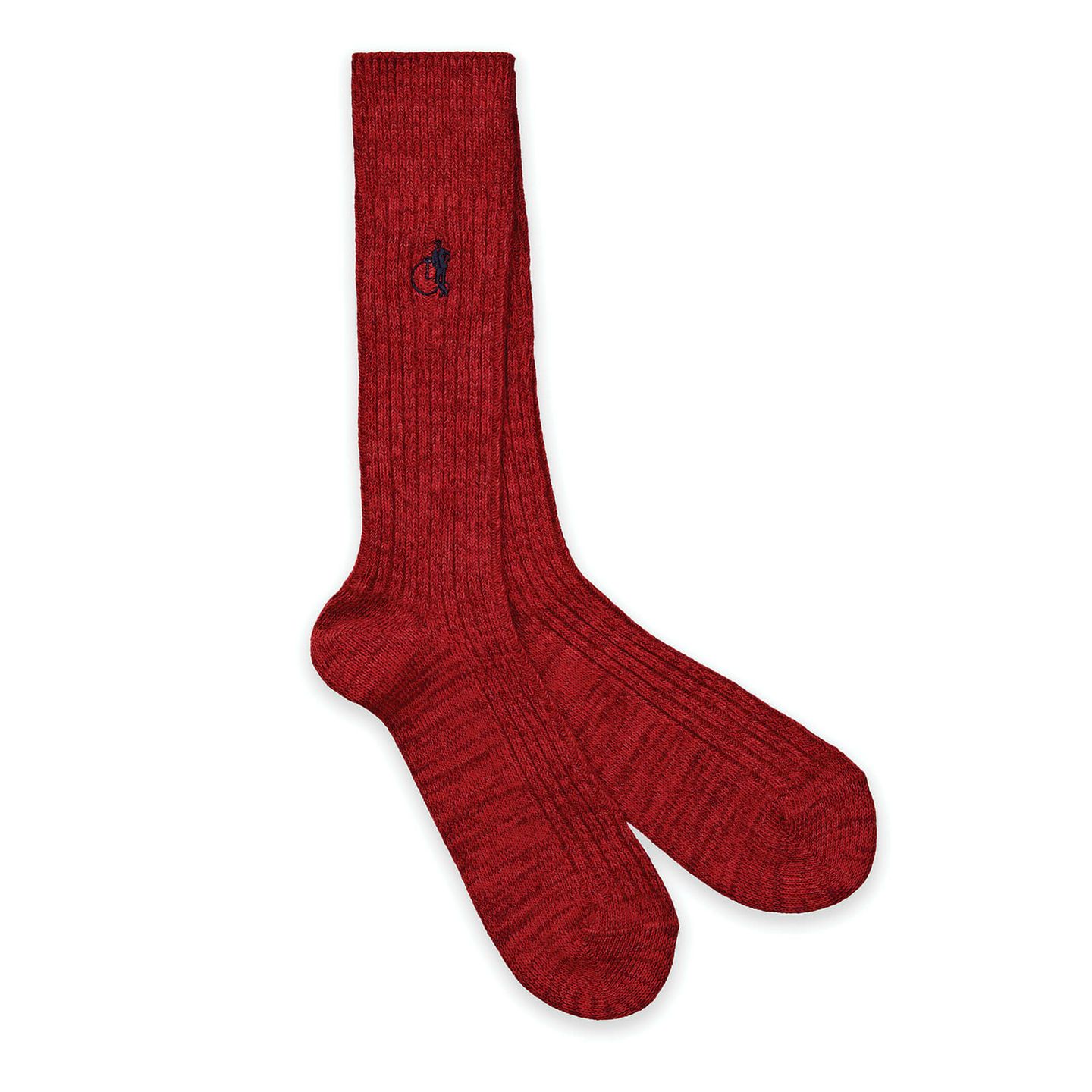 A pair of ruby red boot socks
