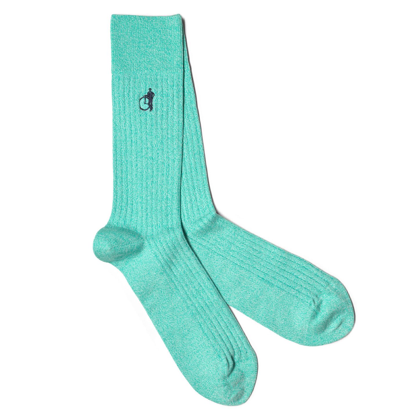2 pair of light blue socks with a white background