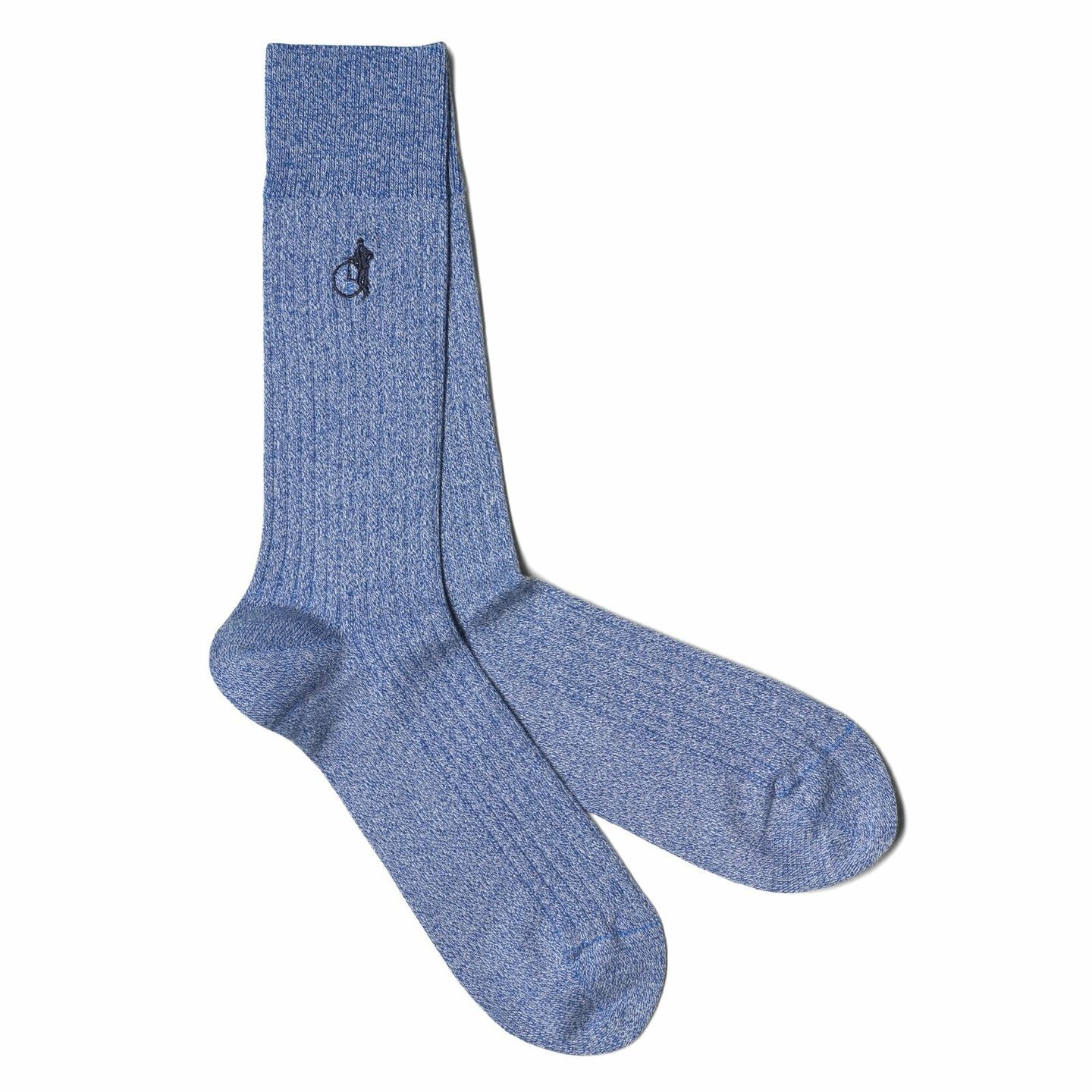 Blue Denim Coloured Marl Socks with London Sock Company logo embroidered