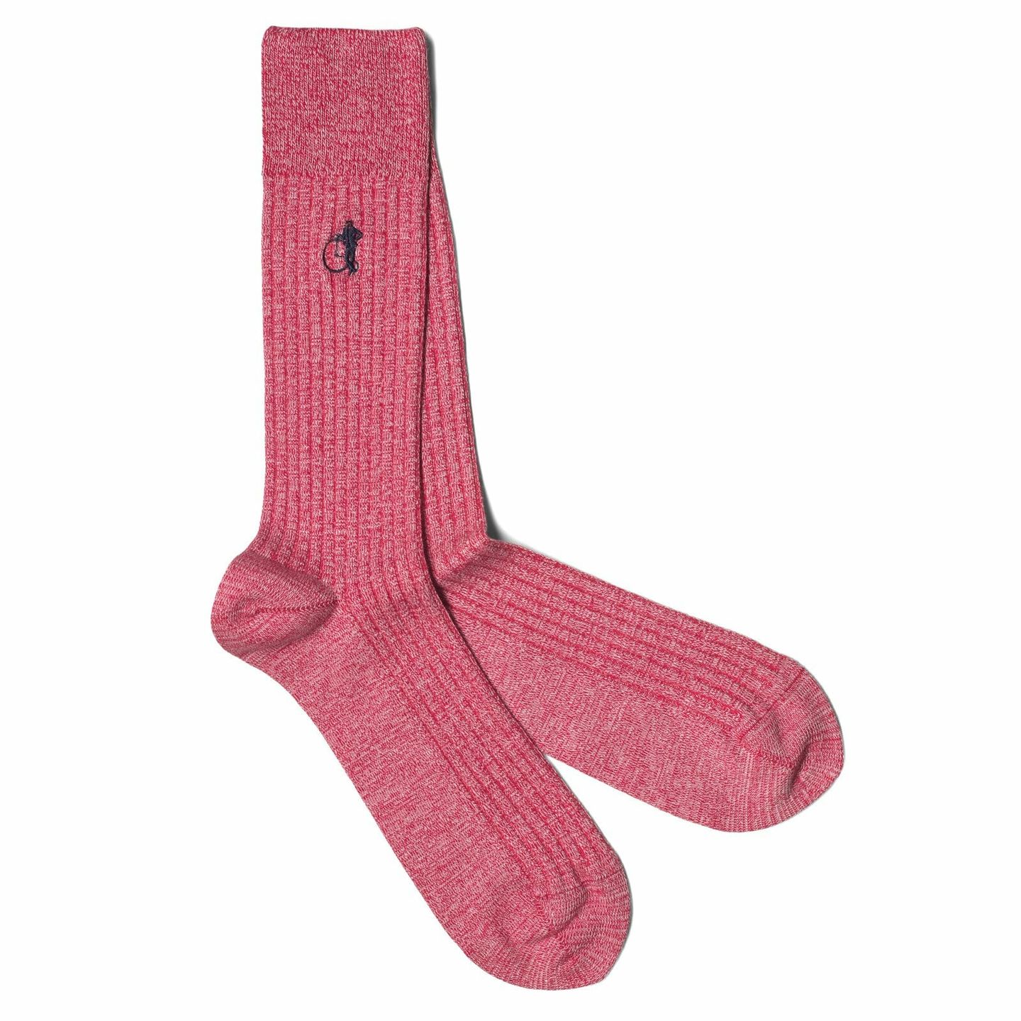 Red marl socks on a white background