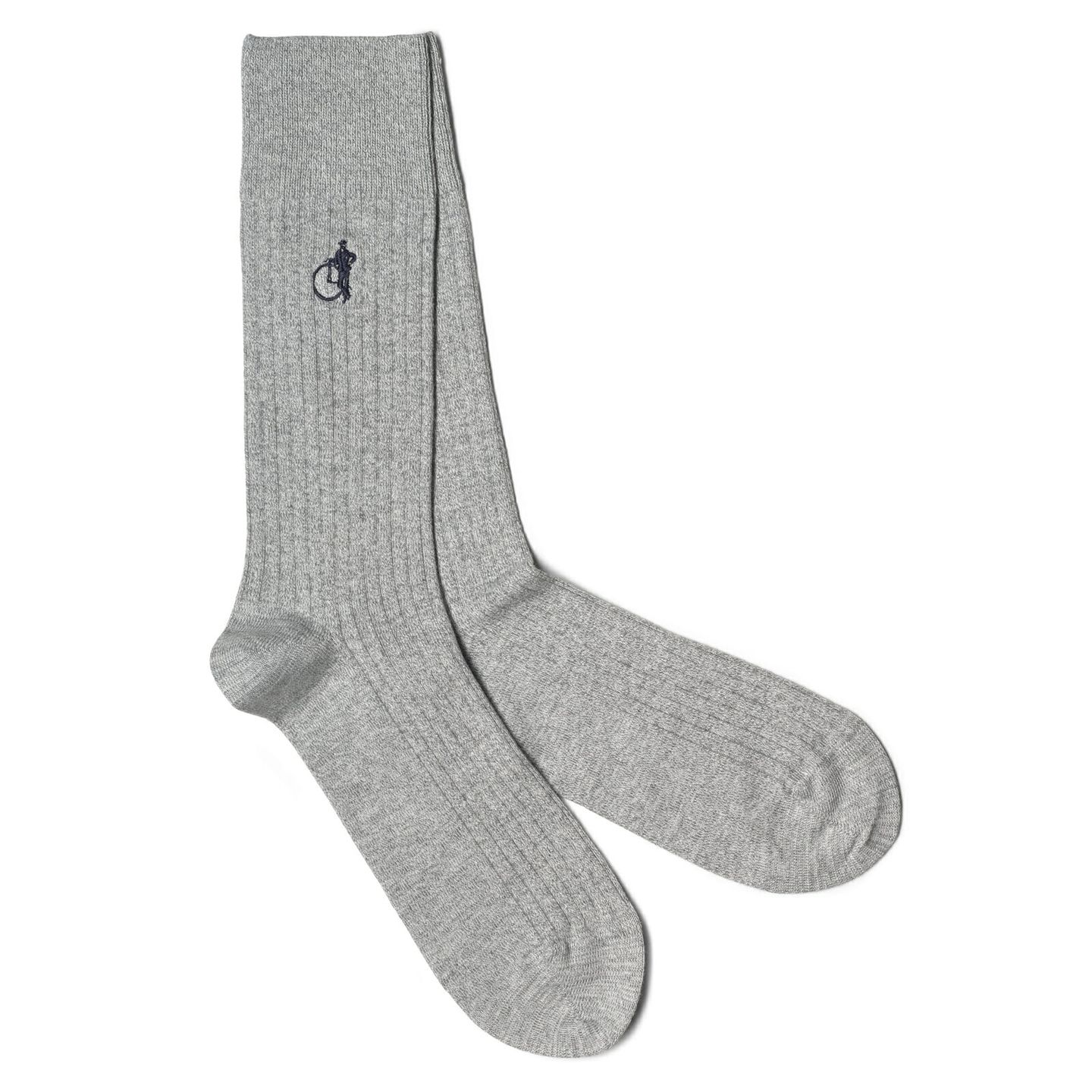 A pair of light grey socks