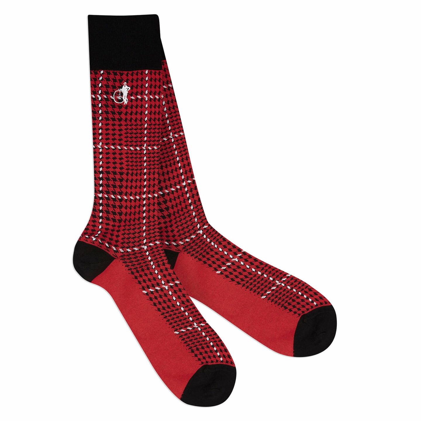 Red cross hatched patterned Ottoway socks with white and black detail