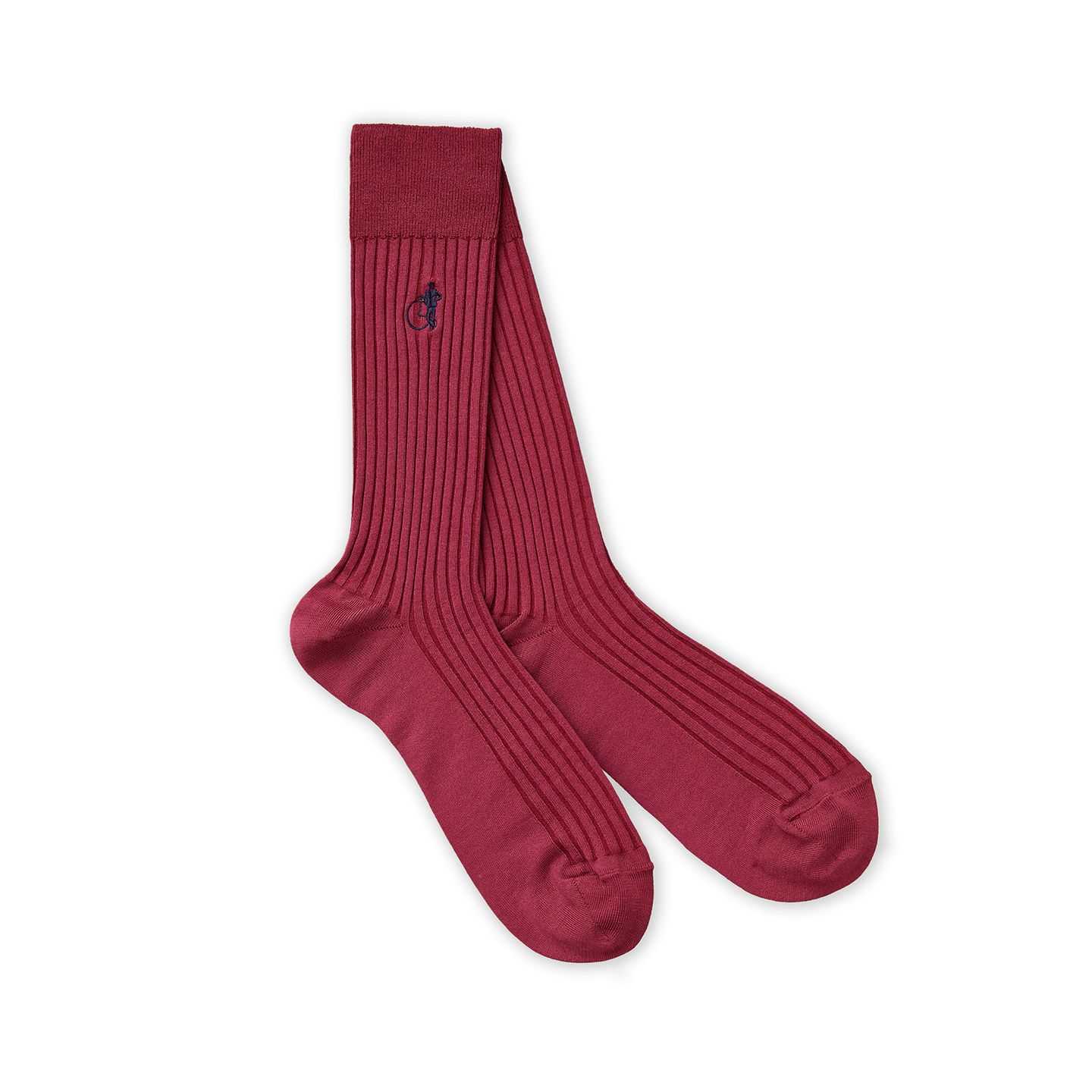 Pair of mulberry socks on a white background