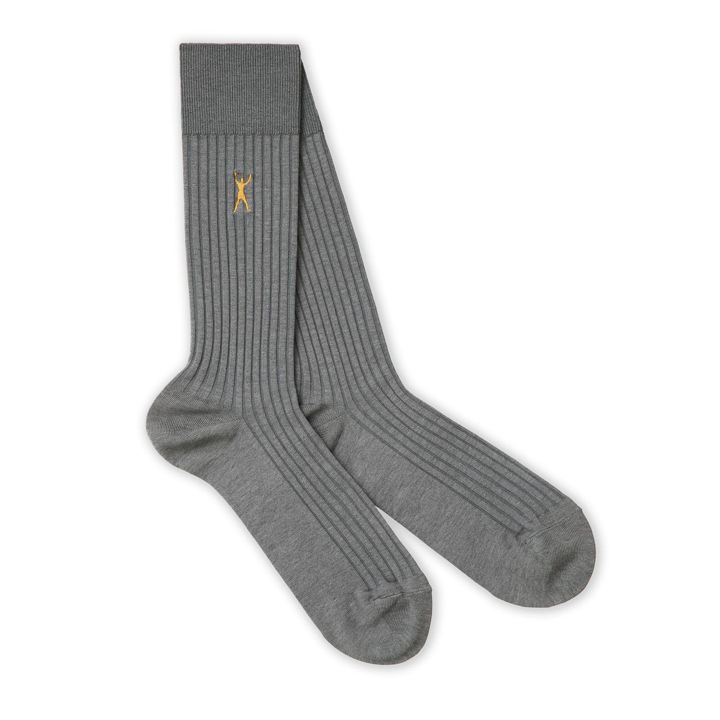 2 pair of grey socks with a white background