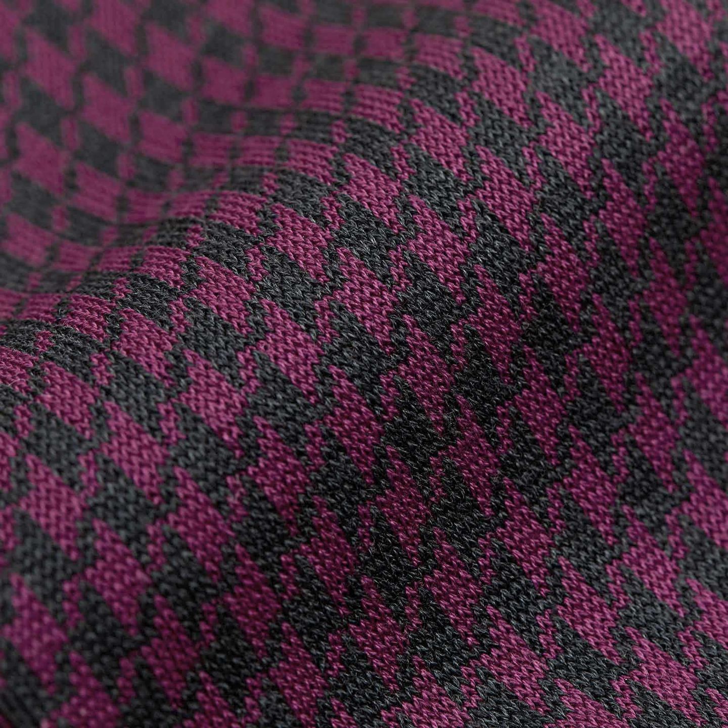 Close up of the mulberry and black Houndstooth patterned socks