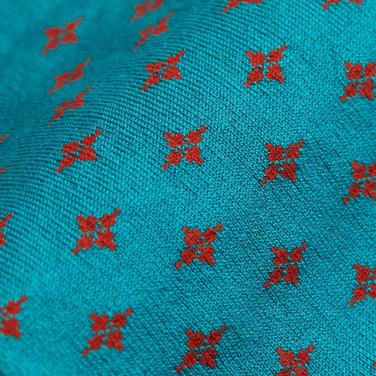 Patterned sock filled in the colours of blue and red