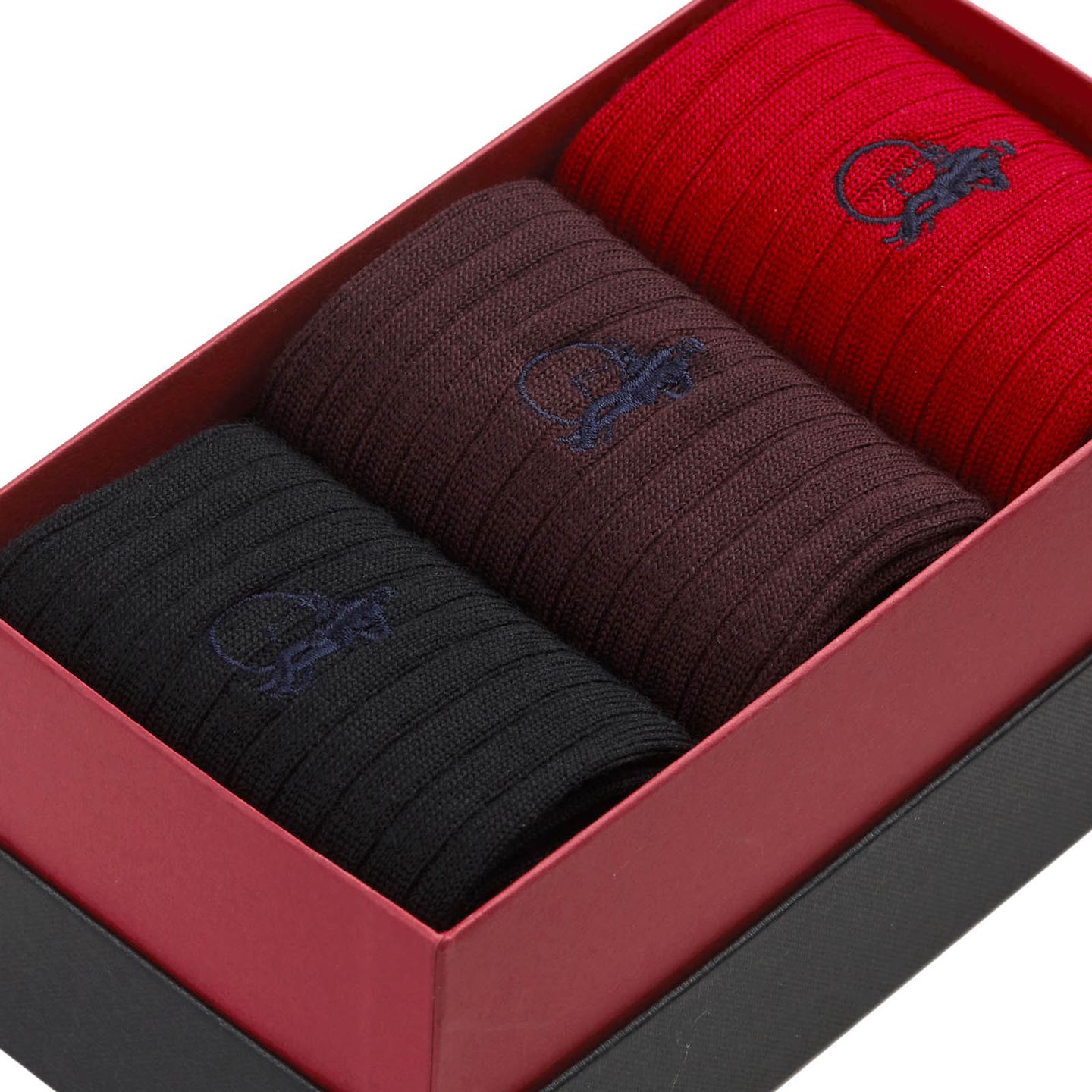 Merino mulberry trio collection with red, brown and black socks