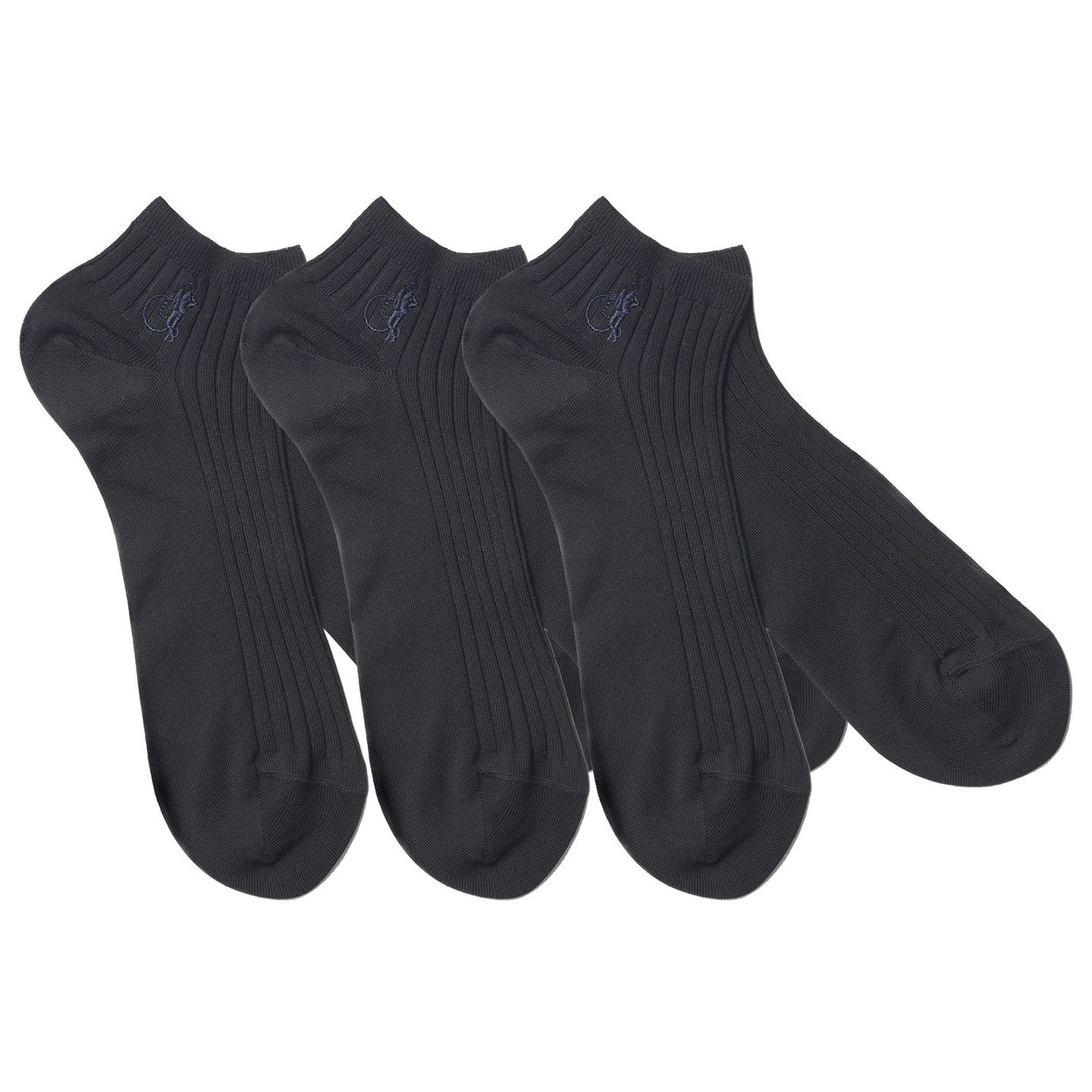 3 pairs of simply black trainer socks for men