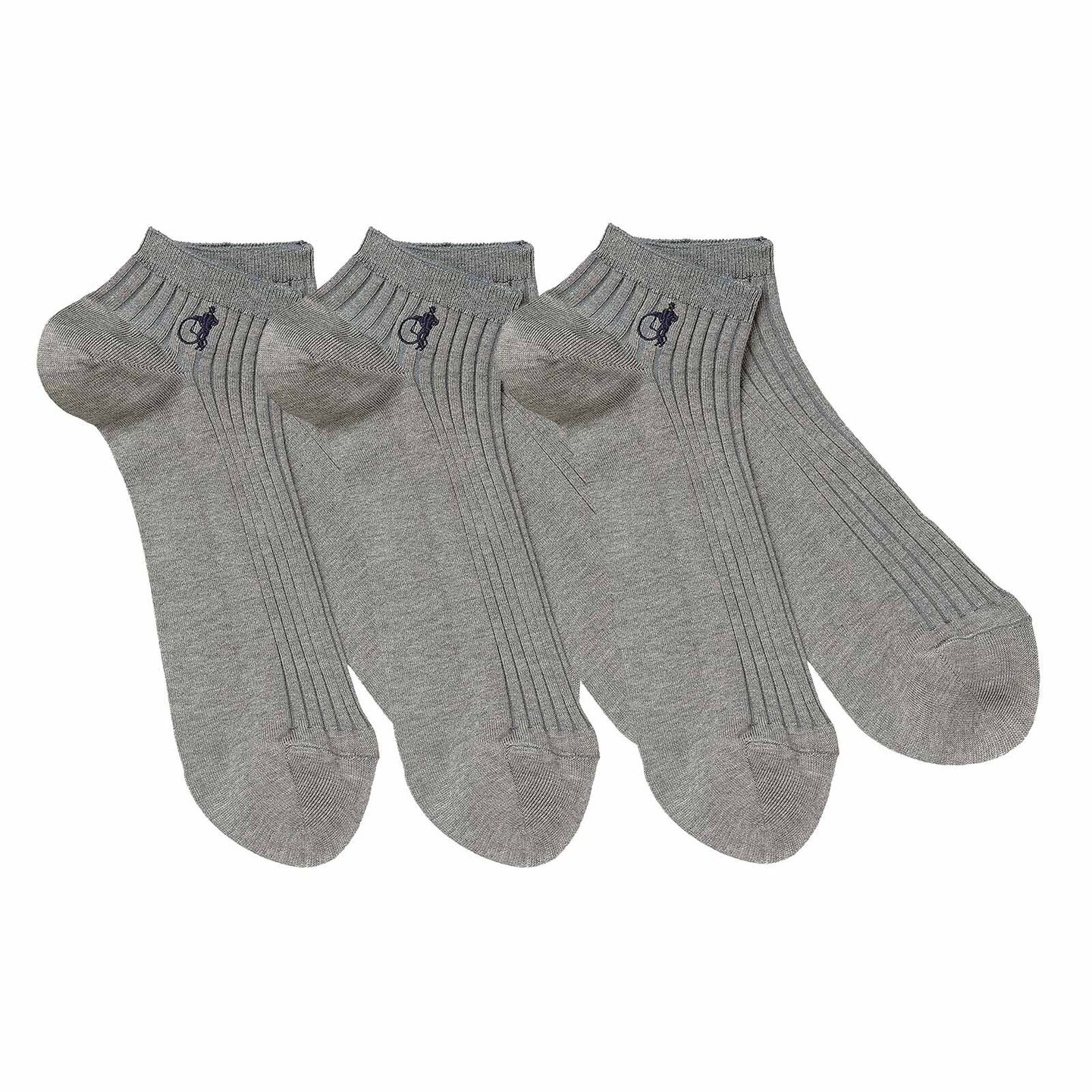 3 pair of light grey socks lined up next to each other