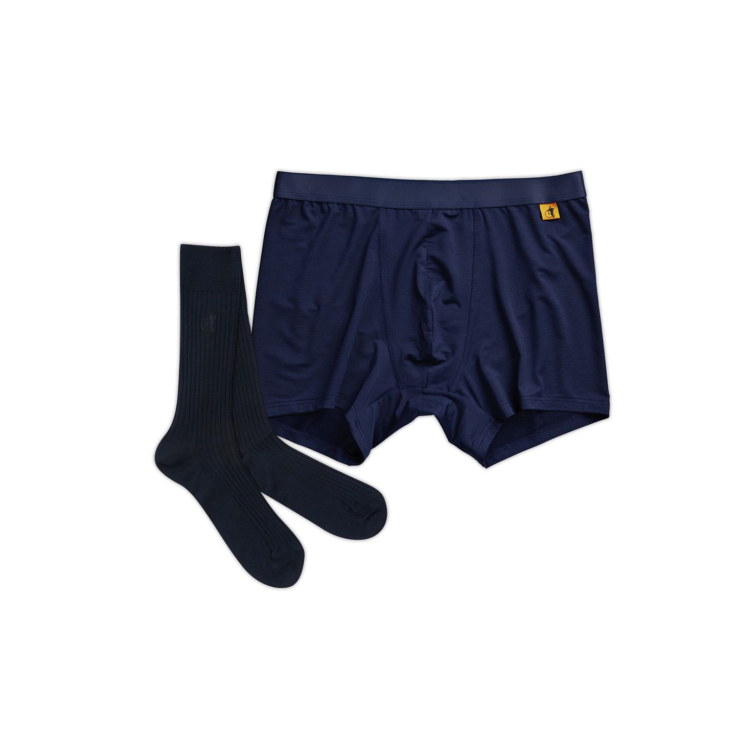 Boxer and sock bundle in navy, with dark navy sartorial socks