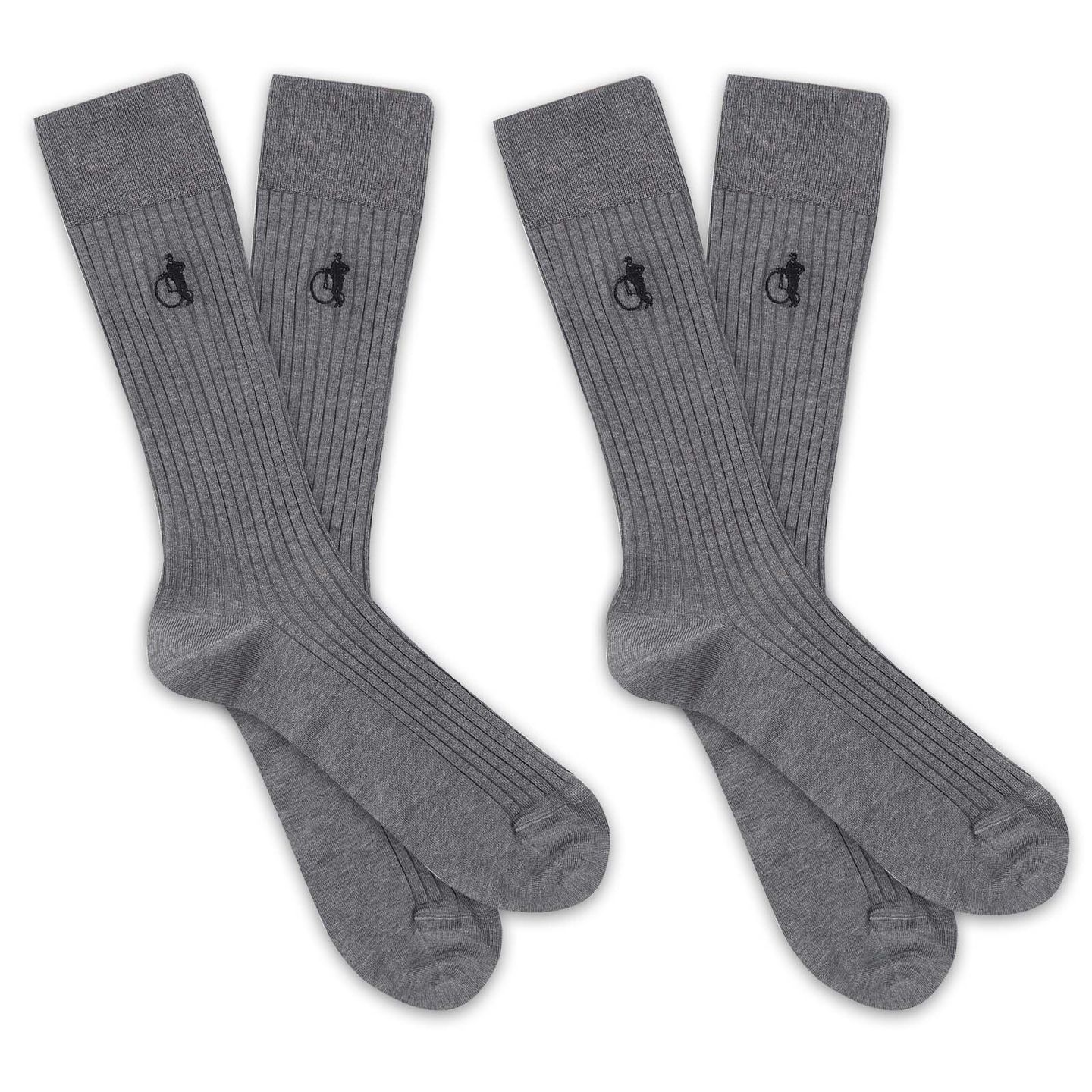 2 pairs of grey sartorial socks with a black LSC embroidered logo