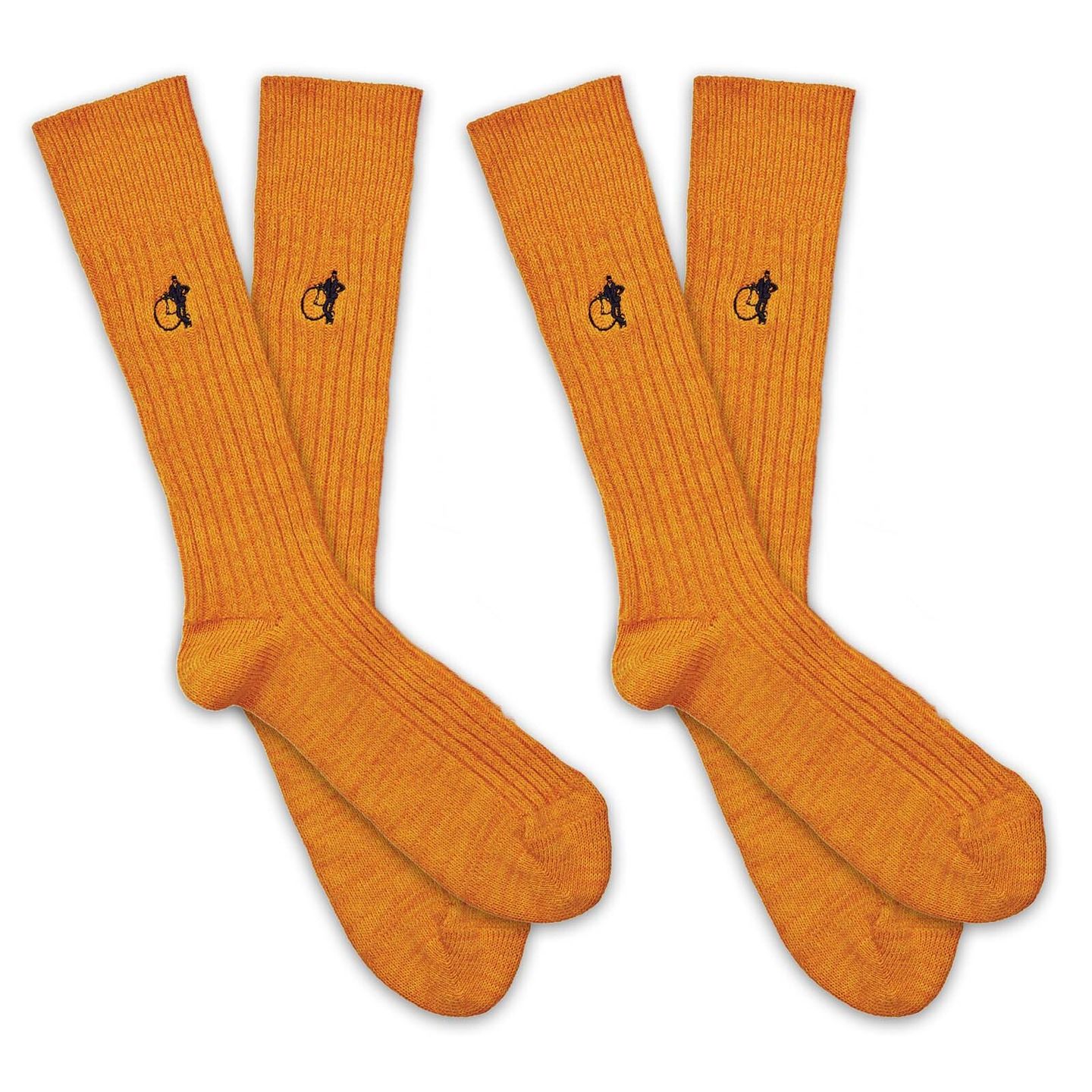 2 pair of orange socks with a white background