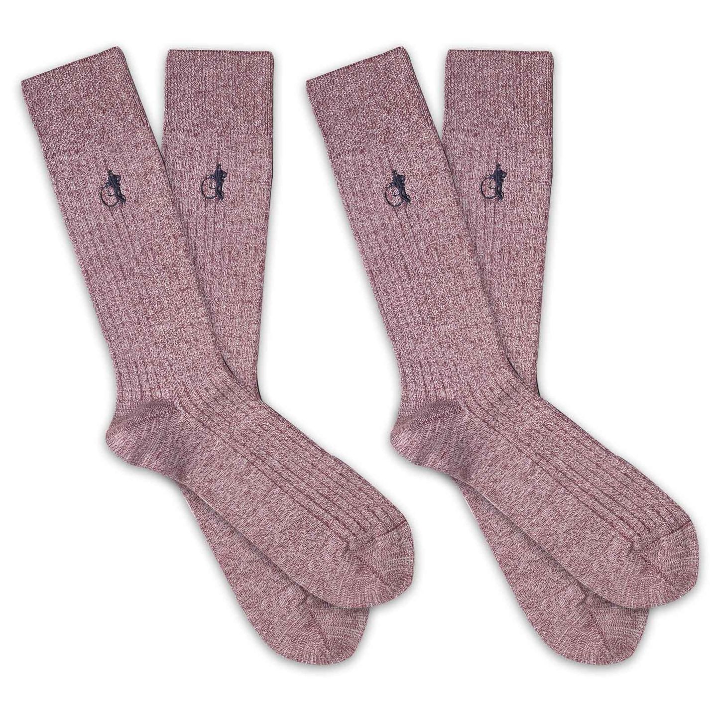 2 pair of pink socks with a white background