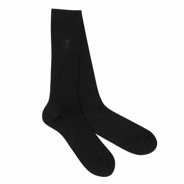 Plain short lisle socks with crinkle trim Black
